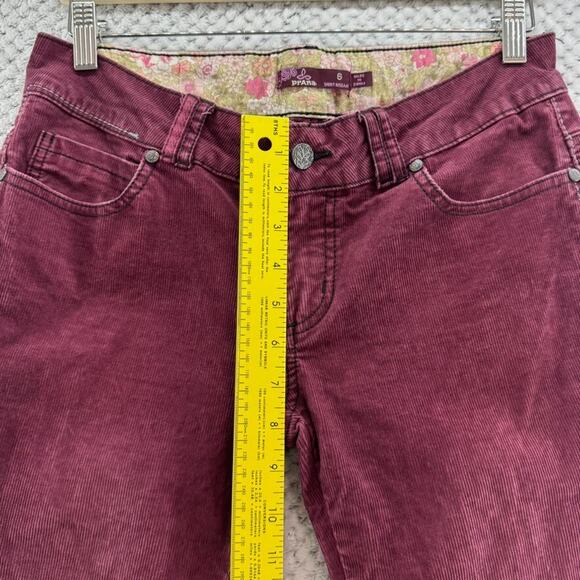 Prana Pants Womens 6 Short Inseam Burgundy Corduroy Straight Low Rise Y2K - Picture 11 of 14